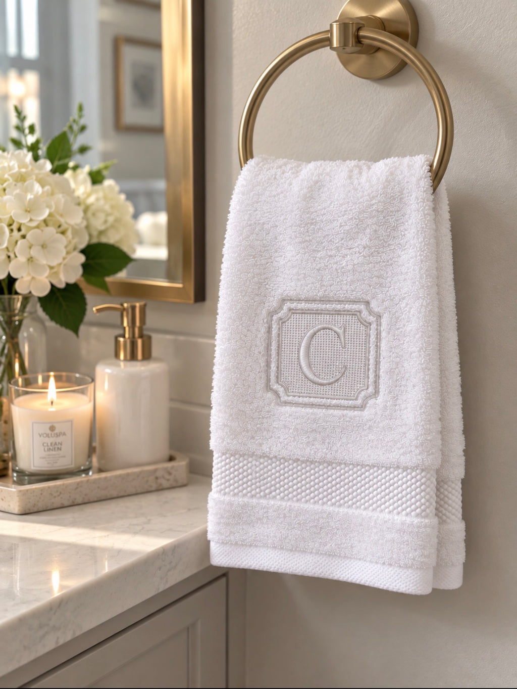 Personalized Monogram Luxury Hand Towel | Custom Embroidered Towel