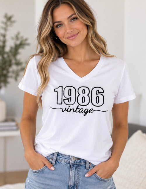 40th Birthday “1986 Vintage” V-Neck T-Shirt